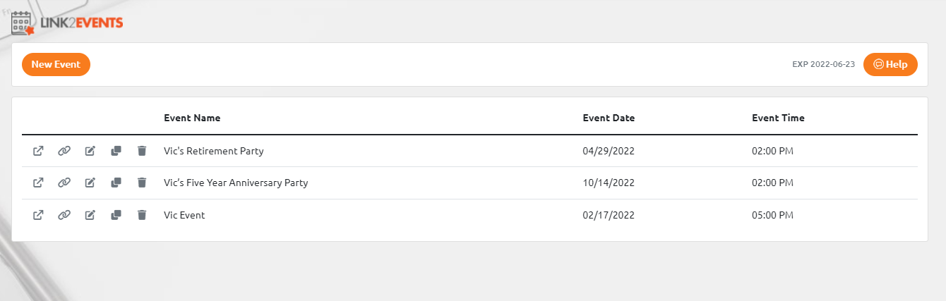 Account Events in List View
